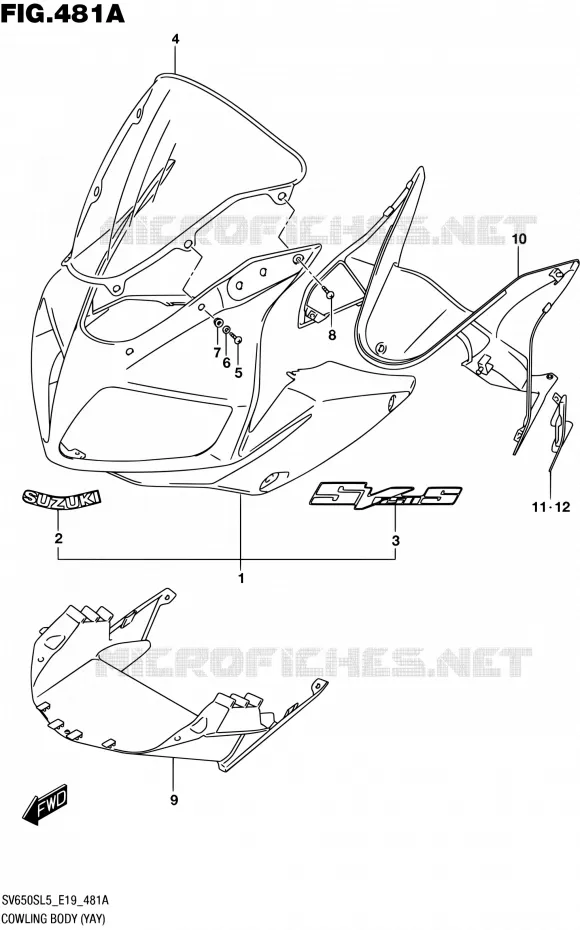 FAIRING - LABELS (YAY) Suzuki MOTO 650 SV-S 2015  SV650S L5 (E19)