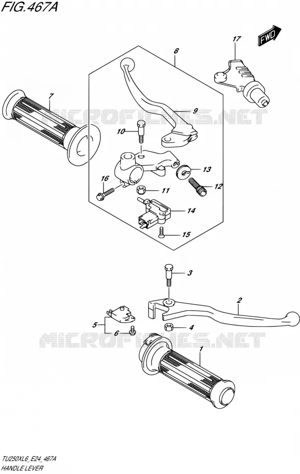 HANDGRIPS - LEVERS  Suzuki MOTO 250 TU 2016  TU250X L6 (E24)