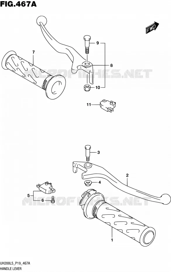 HANDGRIPS - LEVERS  Suzuki SCOOTER 200 BURGMAN 2015  UH200A L5 (P19)