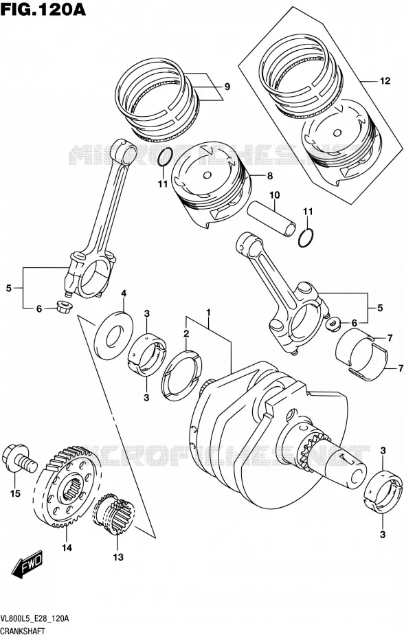 CRANKSHAFT Suzuki MOTO 800 BOULEVARD 2015  VL800 L5 (E28)