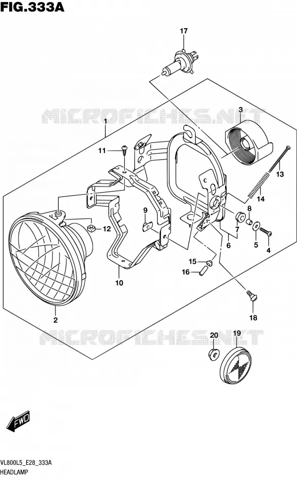 HEADLIGHT Suzuki MOTO 800 BOULEVARD 2015  VL800 L5 (E28)