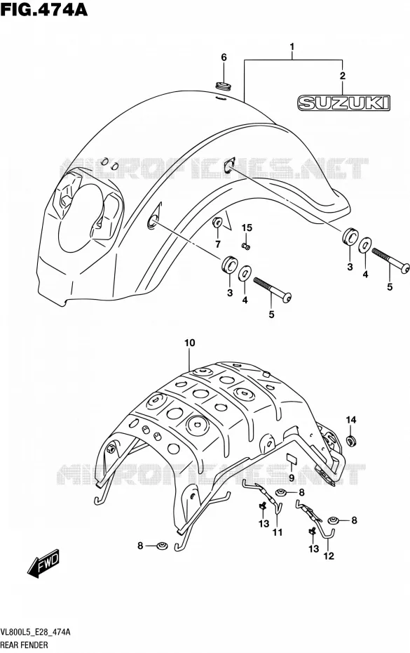 REAR FENDER Suzuki MOTO 800 BOULEVARD 2015  VL800 L5 (E28)