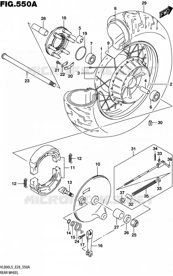 REAR WHEEL Suzuki MOTO 800 BOULEVARD 2015  VL800 L5 (E28)