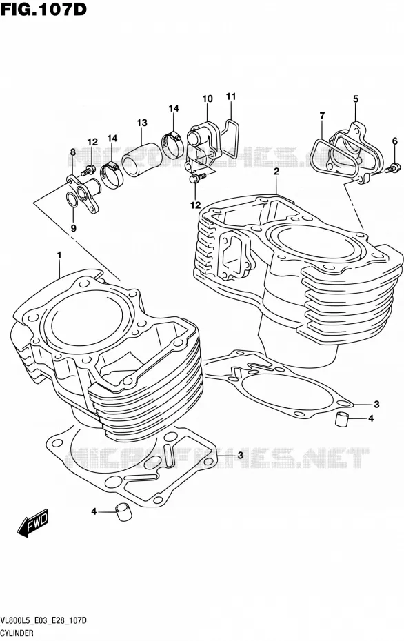 CYLINDER (VL800TL5 E28) Suzuki MOTO 800 BOULEVARD 2015  VL800 L5/VL800T L5
