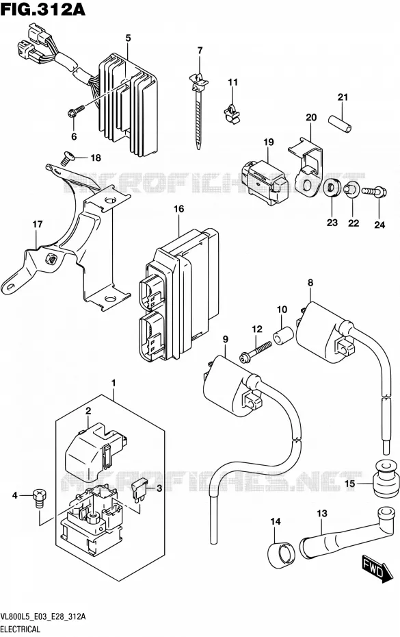 ELECTRICAL (VL800L5 E03) Suzuki MOTO 800 BOULEVARD 2015  VL800 L5/VL800T L5