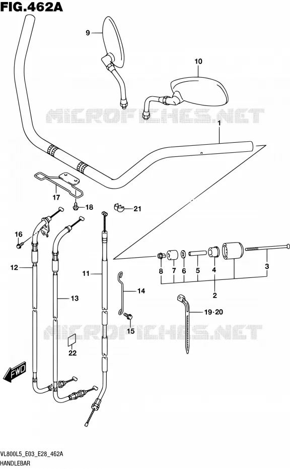 HANDLEBAR (VL800L5 E03) Suzuki MOTO 800 BOULEVARD 2015  VL800 L5/VL800T L5