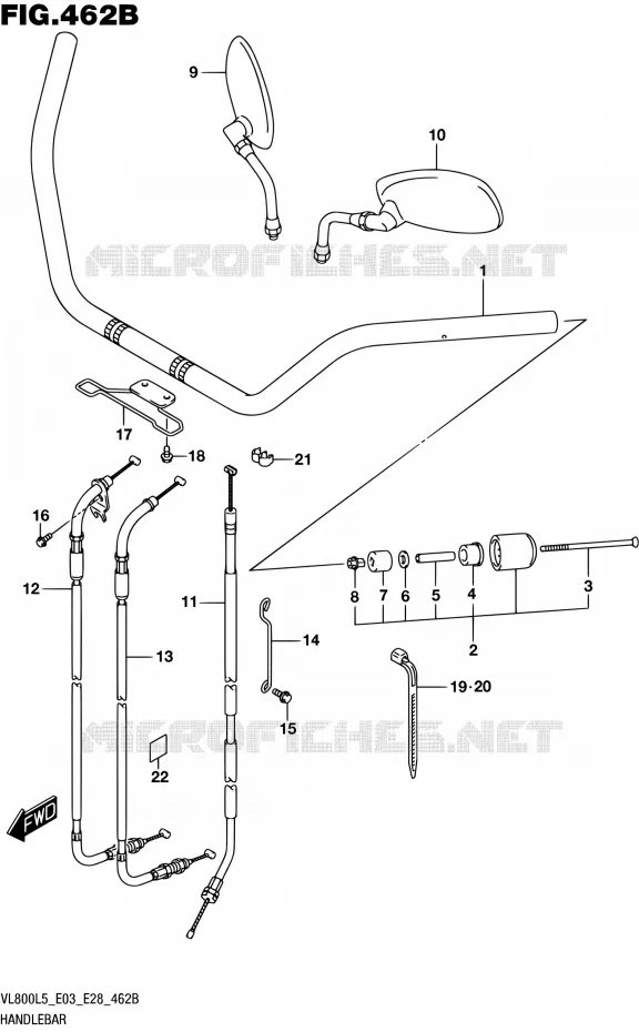 HANDLEBAR (VL800L5 E33) Suzuki MOTO 800 BOULEVARD 2015  VL800 L5/VL800T L5