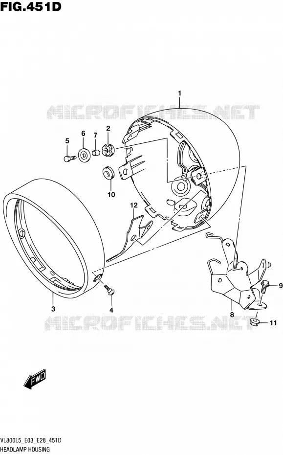 HEADLIGHT BOWL (VL800TL5 E28) Suzuki MOTO 800 BOULEVARD 2015  VL800 L5/VL800T L5