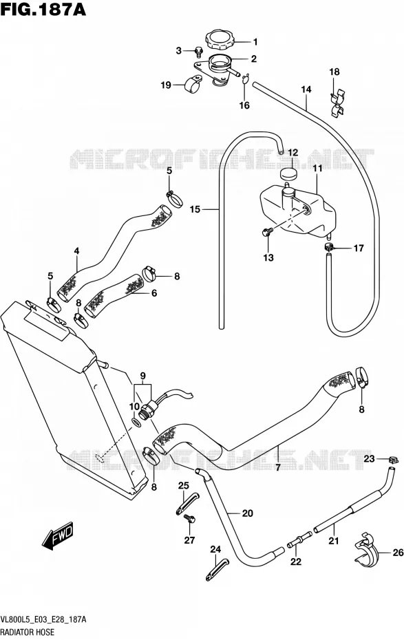 RADIATOR HOSE (VL800L5 E03) Suzuki MOTO 800 BOULEVARD 2015  VL800 L5/VL800T L5