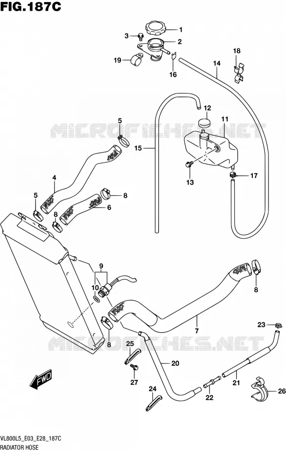RADIATOR HOSE (VL800TL5 E03) Suzuki MOTO 800 BOULEVARD 2015  VL800 L5/VL800T L5