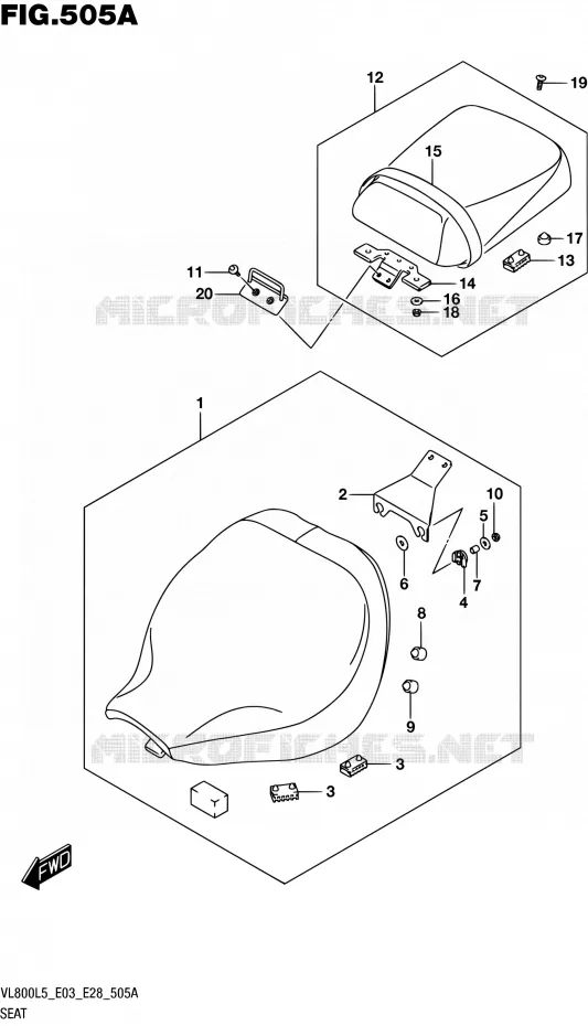 SEAT (VL800L5 E03) Suzuki MOTO 800 BOULEVARD 2015  VL800 L5/VL800T L5