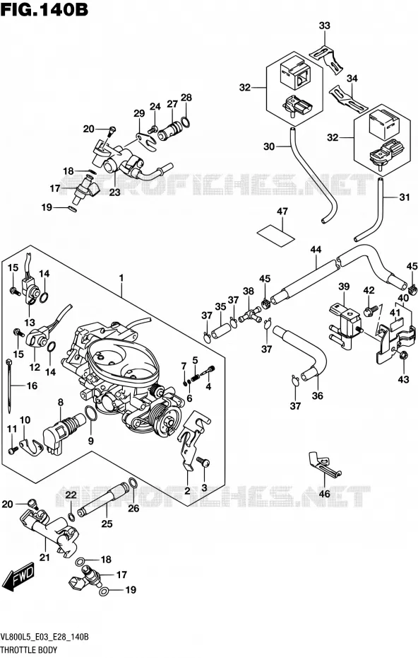 THROTTLE BODY (VL800L5 E33) Suzuki MOTO 800 BOULEVARD 2015  VL800 L5/VL800T L5