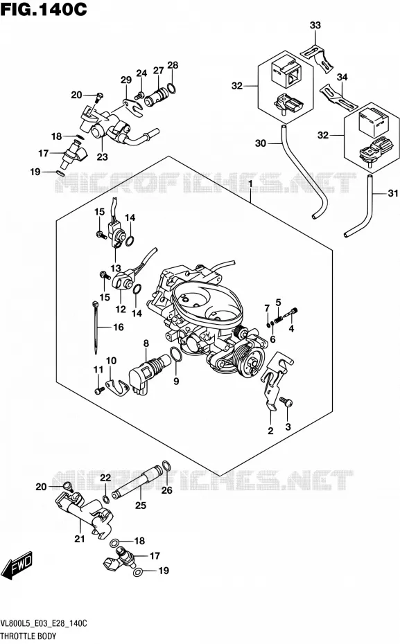 THROTTLE BODY (VL800TL5 E03) Suzuki MOTO 800 BOULEVARD 2015  VL800 L5/VL800T L5