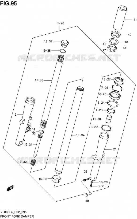 FRONT FORK Suzuki MOTO 800 INTRUDER 2014  VL80UE L4 (E19)