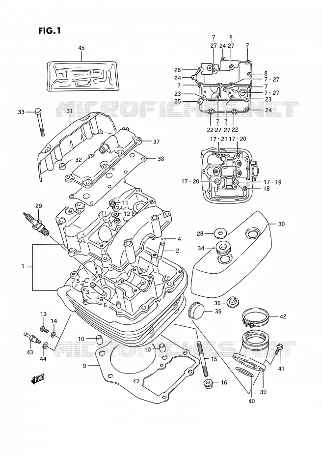 CYLINDER HEAD (AVT) Suzuki MOTO 1400 INTRUDER 1990  VS1400GLP R/VS1400GLF R (E01,E04,E17,E21,E22,E24,E34)