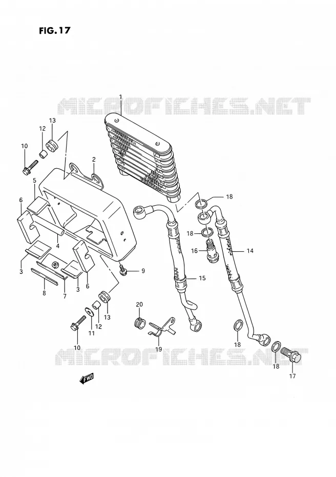 OIL COOLER Suzuki MOTO 1400 INTRUDER 1990  VS1400GLP R/VS1400GLF R (E01,E04,E17,E21,E22,E24,E34)