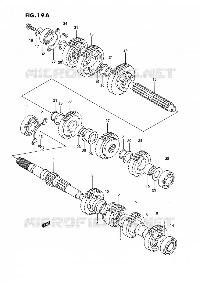 TRANSMISSION (MODEL M/N/P/R/S E02,E04,E17,E21,E22,E24,E34) Suzuki MOTO 1400 INTRUDER 1990  VS1400GLP R/VS1400GLF R (E01,E04,E17,E21,E22,E24,E34)