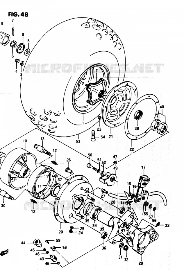 REAR WHEEL (RIGHT) Suzuki QUAD 250 QUADRUNNER 1985  LT250EF H