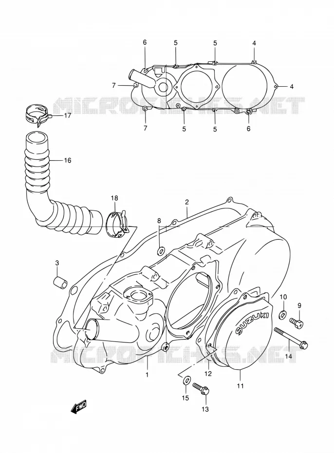 LEFT CASING Suzuki QUAD 80 QUADSPORT 2001  LT80 Y (P01,P02,P94)