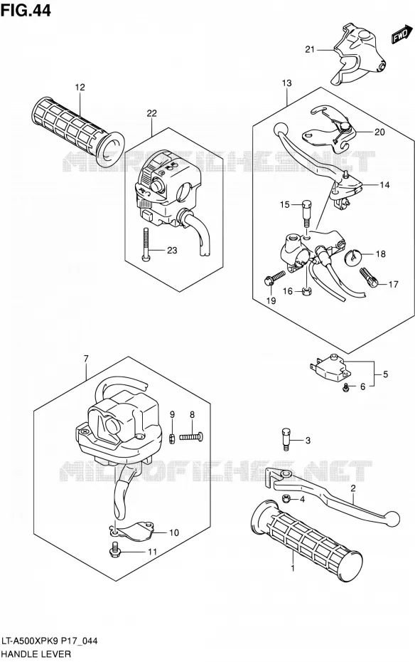 HANDGRIPS - LEVERS  Suzuki QUAD 500 KINGQUAD 2010  LT-A500XP L0 (P17,P24)