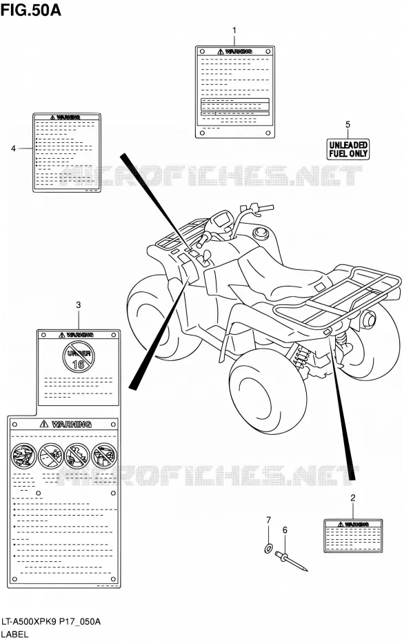 LABEL (P24) Suzuki QUAD 500 KINGQUAD 2010  LT-A500XP L0 (P17,P24)
