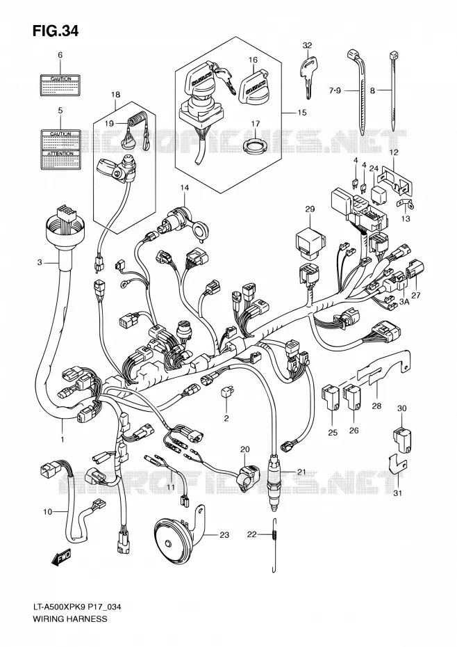 WIRING HARNESS Suzuki QUAD 500 KINGQUAD 2010  LT-A500XP L0 (P17,P24)