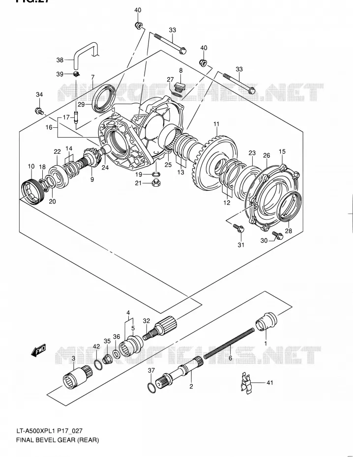 DRIVESHAFT (ARRIERE) Suzuki QUAD 500 KINGQUAD 2011  LT-A500XP L1 (P17,P24)