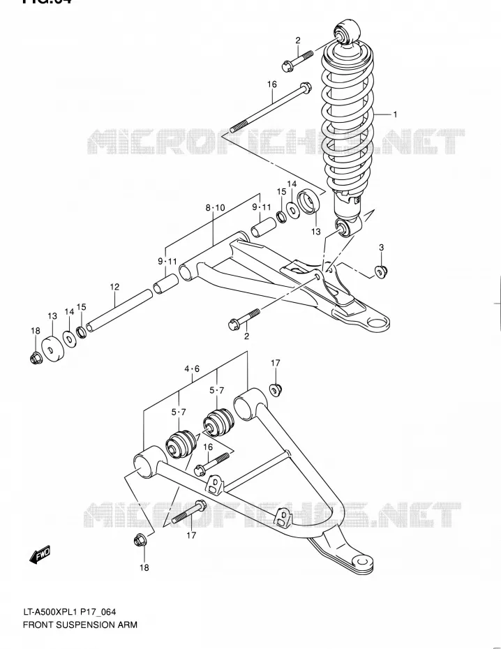 FRONT SUSPENSION ARM Suzuki QUAD 500 KINGQUAD 2011  LT-A500XP L1 (P17,P24)