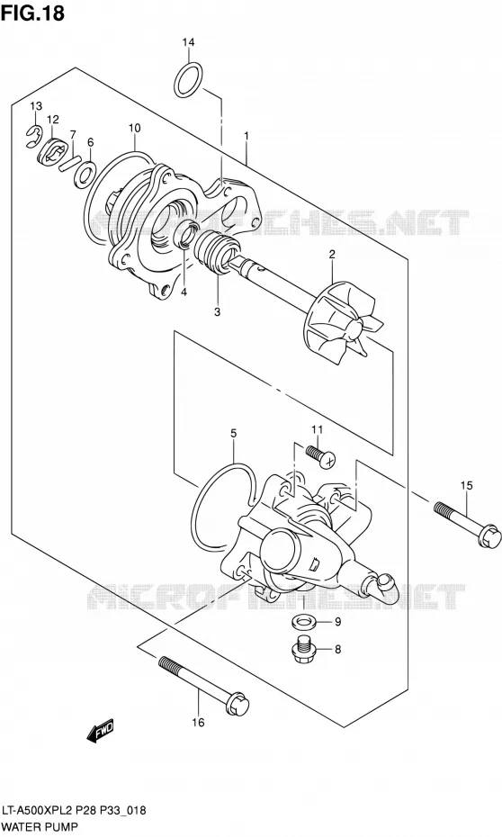 WATER PUMP Suzuki QUAD 500 KINGQUAD 2012  LT-A500XP L2/LT-A500XPZ L2 (P03,P28,P33)