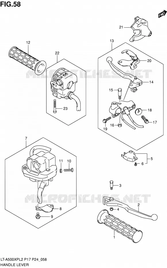 HANDGRIPS - LEVERS  Suzuki QUAD 500 KINGQUAD 2012  LT-A500XP L2/LT-A500XPZ L2 (P17,P24)
