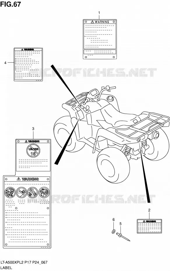 LABEL (LT-A500XPL2 P24) Suzuki QUAD 500 KINGQUAD 2012  LT-A500XP L2/LT-A500XPZ L2 (P17,P24)