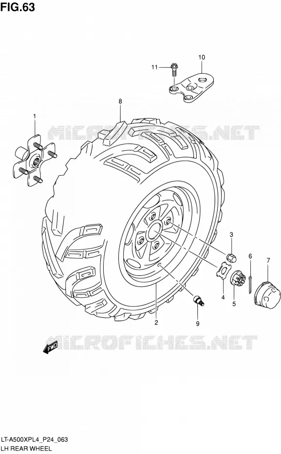 LEFT HAND REAR WHEEL Suzuki QUAD 500 KINGQUAD 2014  LT-A500XP L4 (P24)