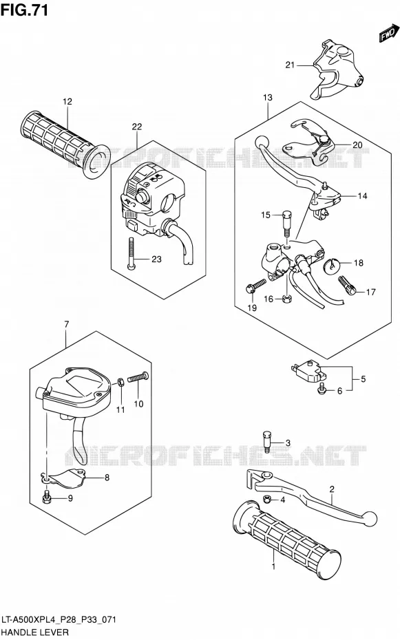 HANDGRIPS - LEVERS  Suzuki QUAD 500 KINGQUAD 2014  LT-A500XP L4/LT-A500XPZ L4 (P03,P28,P33)