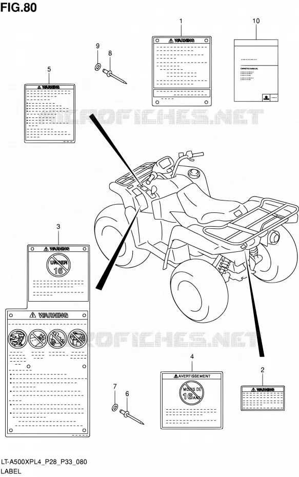 LABEL (LT-A500XPL4 P28) Suzuki QUAD 500 KINGQUAD 2014  LT-A500XP L4/LT-A500XPZ L4 (P03,P28,P33)