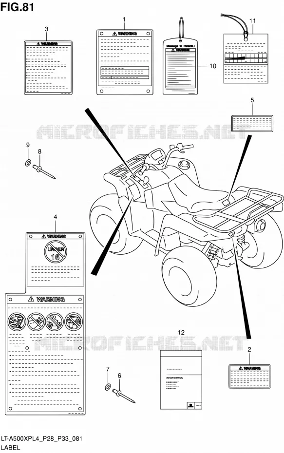 LABEL (LT-A500XPL4 P33) Suzuki QUAD 500 KINGQUAD 2014  LT-A500XP L4/LT-A500XPZ L4 (P03,P28,P33)