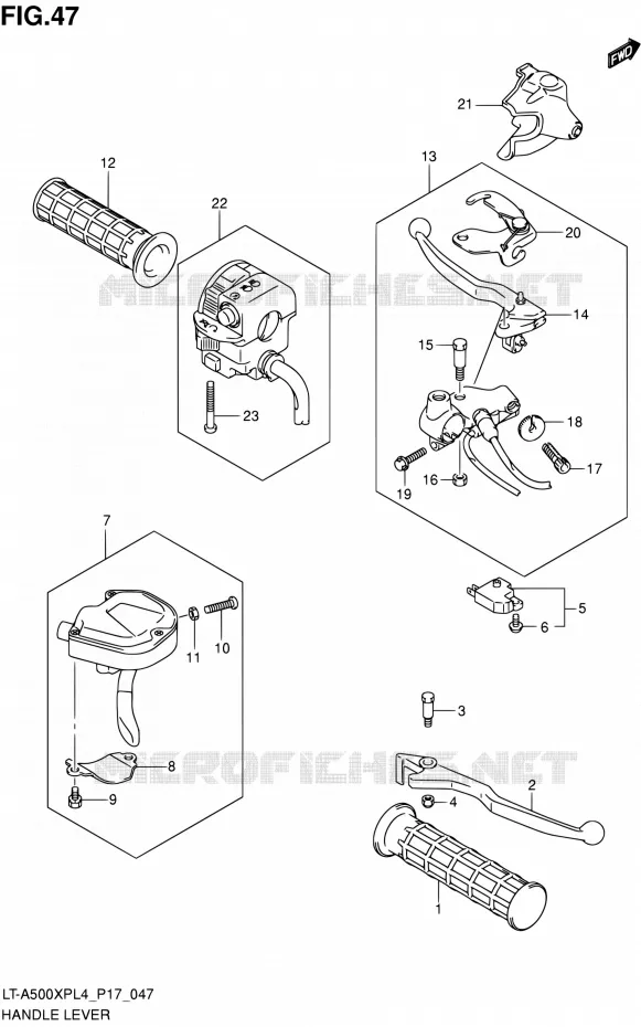 HANDGRIPS - LEVERS  Suzuki QUAD 500 KINGQUAD 2015  LT-A500XP L4/LT-A500XPZ L4 (P17)