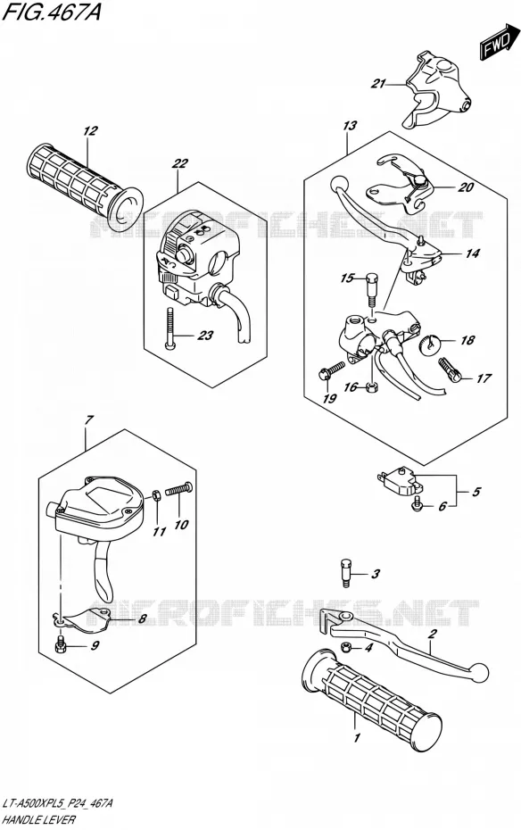 HANDGRIPS - LEVERS  Suzuki QUAD 500 KINGQUAD 2015  LT-A500XP L5 (P24)