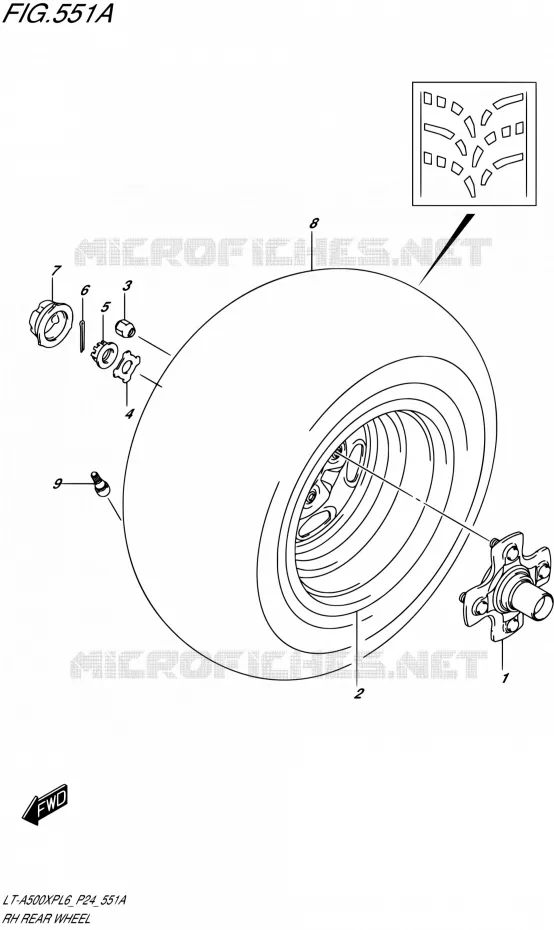 RIGHT HAND REAR WHEEL Suzuki QUAD 500 KINGQUAD 2016  LT-A500XP L6 (P24)