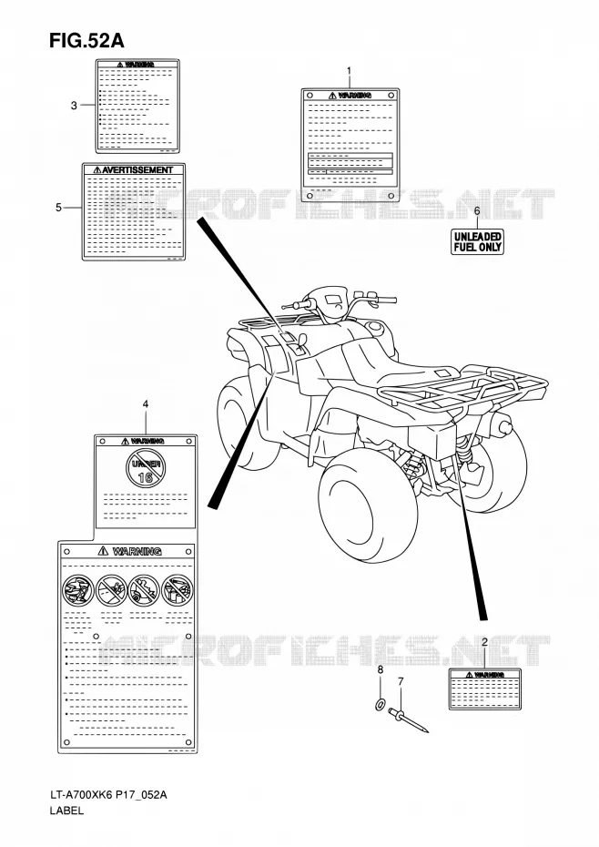LABEL (MODEL K7) Suzuki QUAD 700 KINGQUAD 2007  LT-A700X K7 (P17,P24)