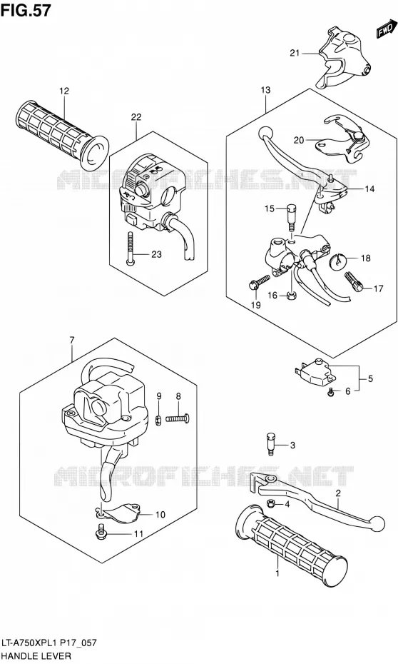 HANDGRIPS - LEVERS  Suzuki QUAD 750 KINGQUAD 2011  LT-A750XP L1 (P17,P24)