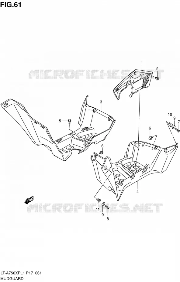 MUDGUARD Suzuki QUAD 750 KINGQUAD 2011  LT-A750XP L1 (P17,P24)