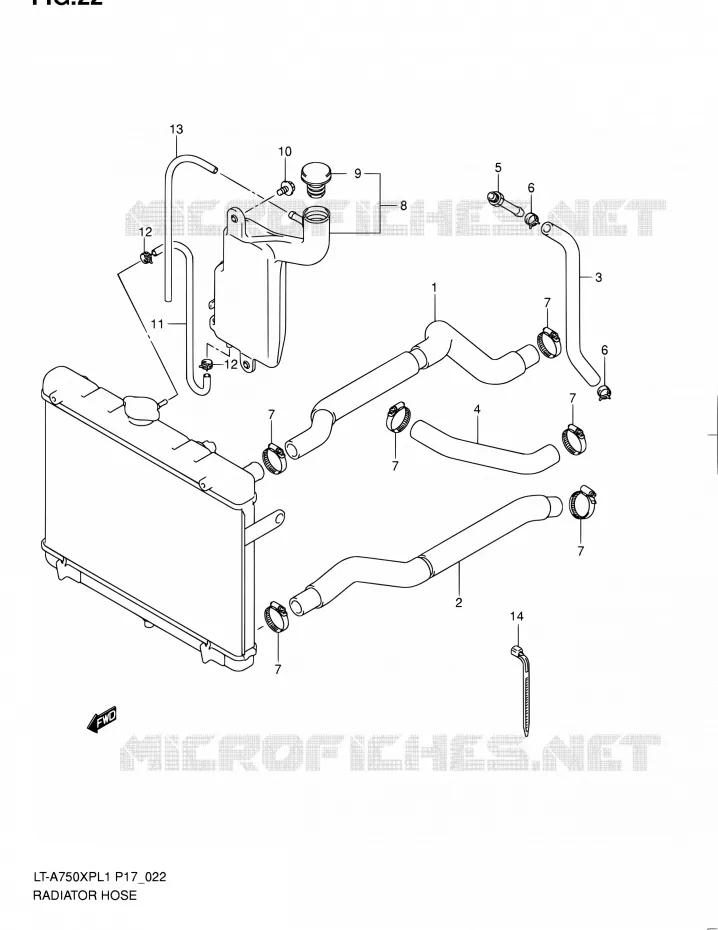 RADIATOR HOSE Suzuki QUAD 750 KINGQUAD 2011  LT-A750XP L1 (P17,P24)