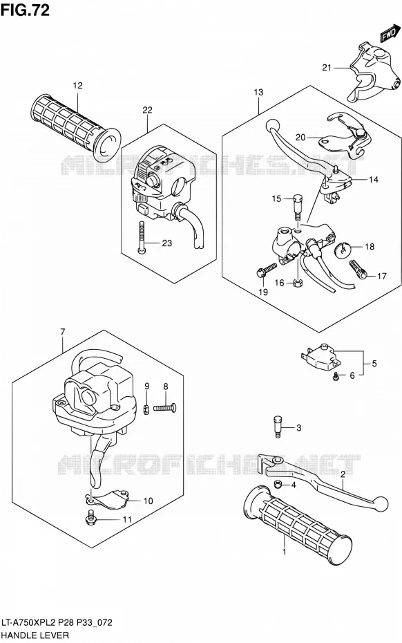 HANDGRIPS - LEVERS  Suzuki QUAD 750 KINGQUAD 2012  LT-A750XP L2/LT-A750XPZ L2 (P03,P28,P33)