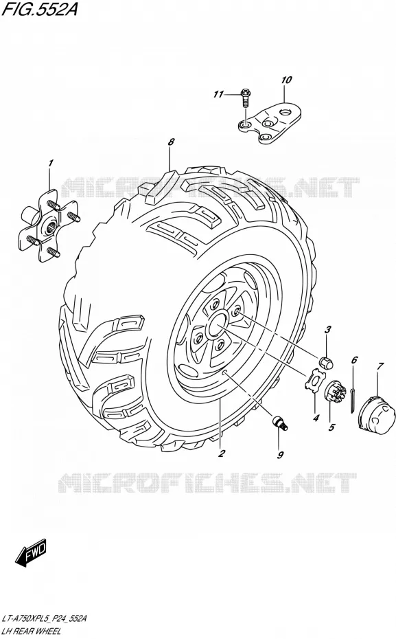 LEFT HAND REAR WHEEL Suzuki QUAD 750 KINGQUAD 2015  LT-A750XP L5 (P24)