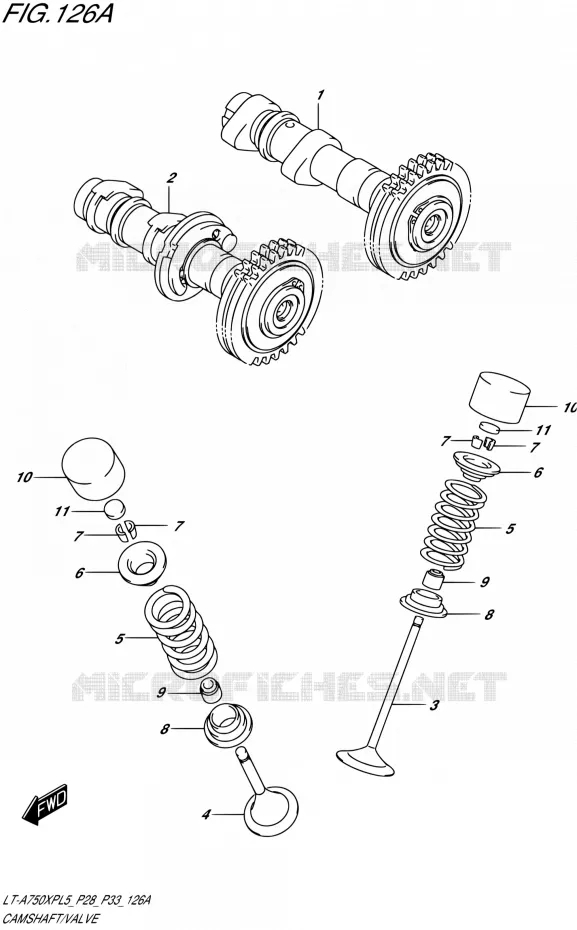 CAMSHAFT - VALVES Suzuki QUAD 750 KINGQUAD 2015  LT-A750XP L5/LT-A750XPZ L5 (P03,P28,P33)