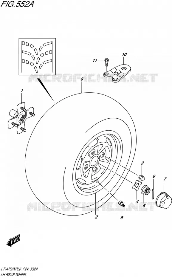 LEFT HAND REAR WHEEL Suzuki QUAD 750 KINGQUAD 2016  LT-A750XP L6 (P24)