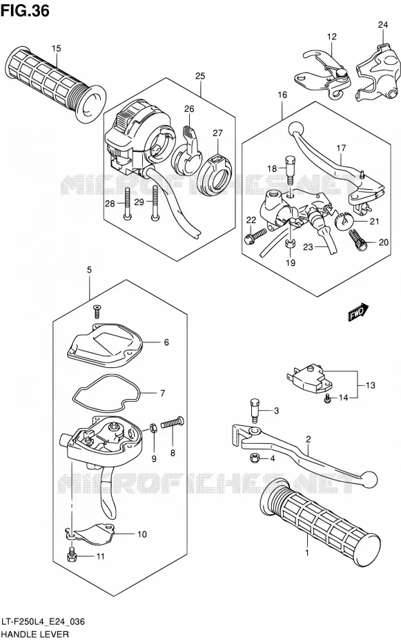 HANDGRIPS - LEVERS  Suzuki QUAD 250 OZARK 2014  LT-F250 L4 (E24)