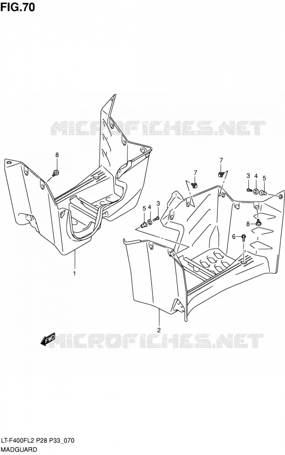 MUDGUARD Suzuki QUAD 400 KINGQUAD 2012  LT-F400F L2/LT-F400FZ L2 (P03,P28,P33)