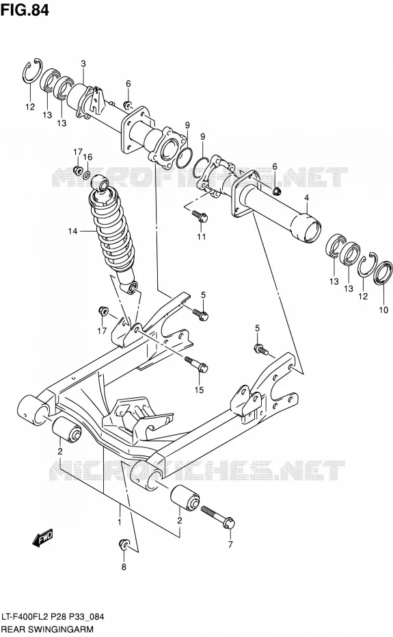 SWINGARM Suzuki QUAD 400 KINGQUAD 2012  LT-F400F L2/LT-F400FZ L2 (P03,P28,P33)