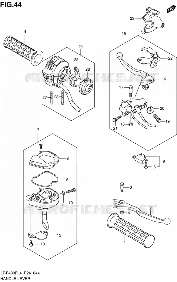 HANDGRIPS - LEVERS  Suzuki QUAD 400 KINGQUAD 2014  LT-F400F L4 (P24)